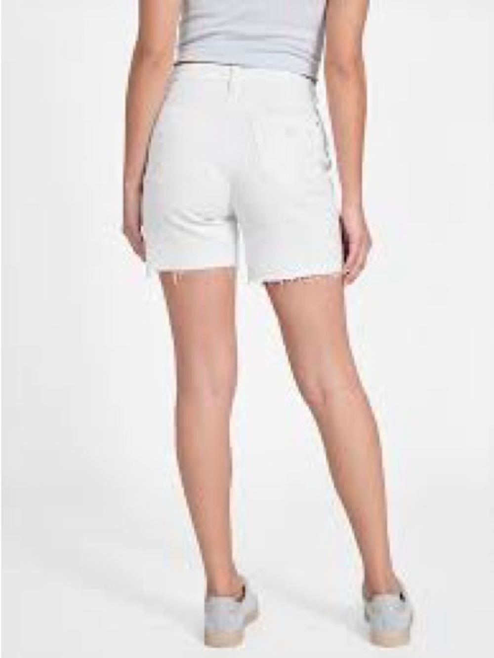Guess White High-Rise Denim Bermuda Shorts
